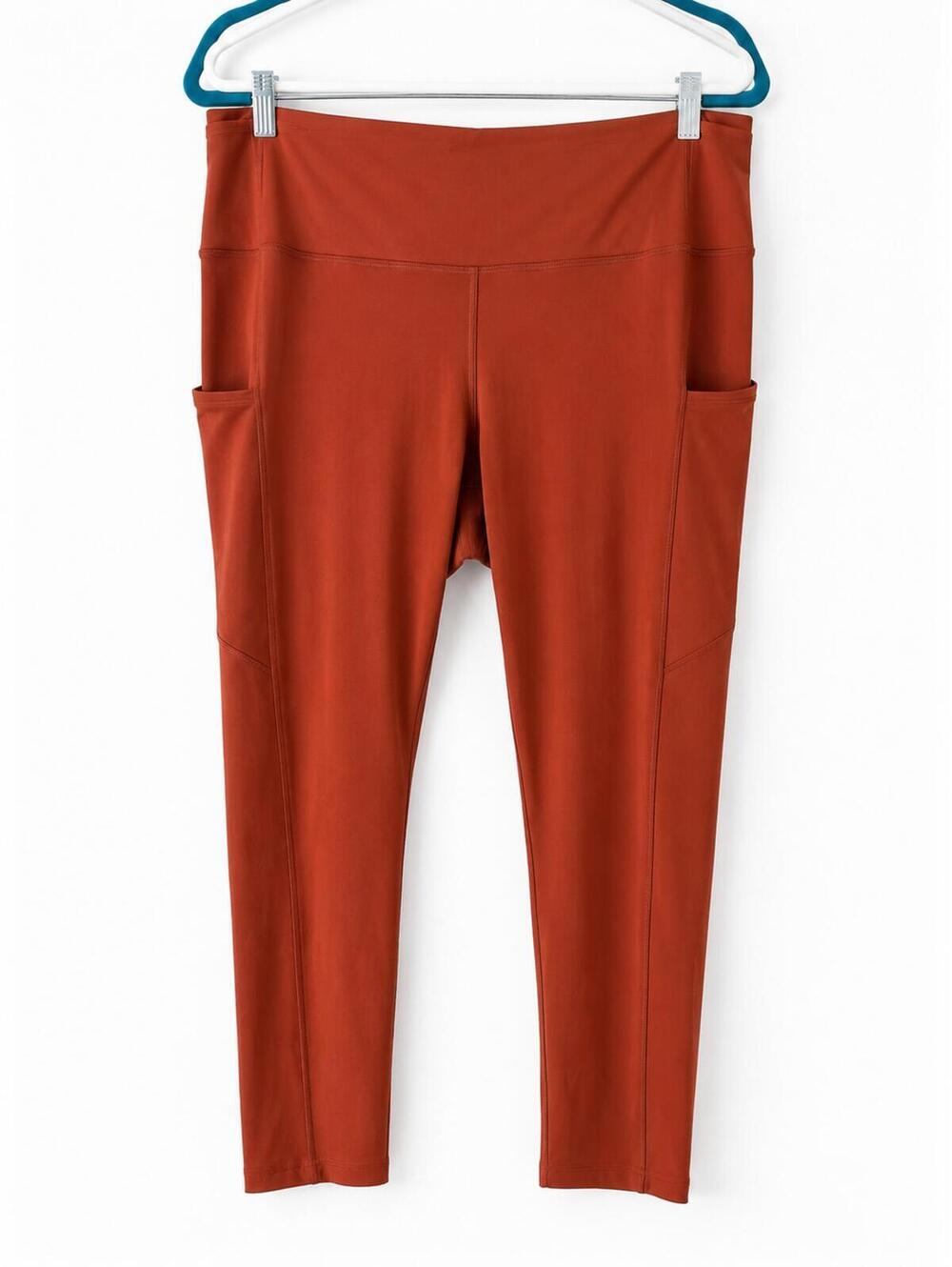 Lululemon Rust Orange Leggings with Side Pockets Size 14 Square Dot NWOT